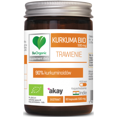 Kurkuma Ekstrakt BIO 50 kapsułek 500mg  BeOrganic - 5903242581335.jpg