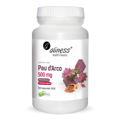 Pau d’Arco (sproszkowana kora Lapacho) 500mg x 100 vege caps Aliness - 5903242582158.jpg